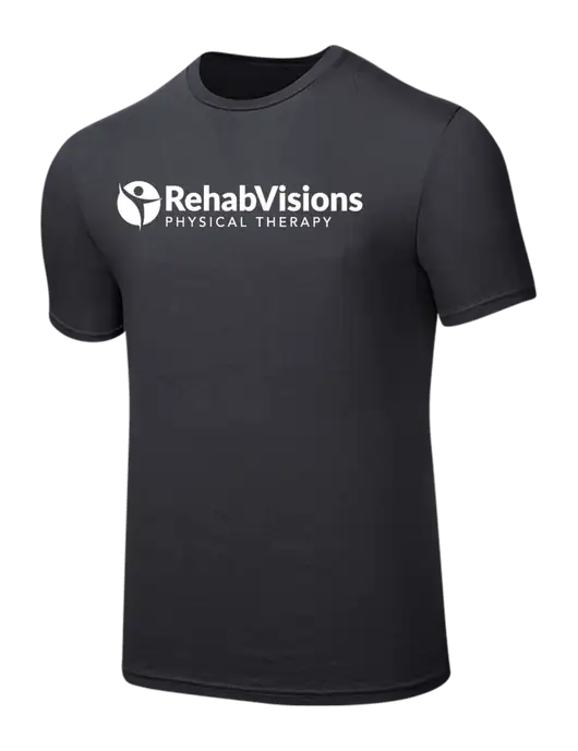 Seriously Soft Charcoal T-Shirt w/RV Physical Therapy Logo