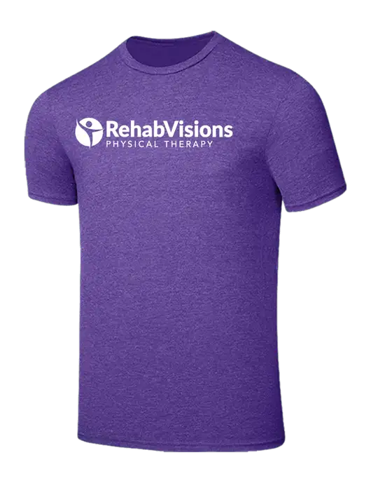 Seriously Soft Heathered Purple T-Shirt w/RV Physical Therapy Logo