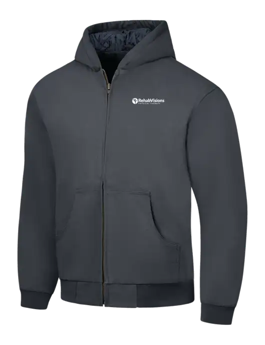 CornerStone Charcoal Duck Cloth Hooded Work Jacket w/RV Physical Therapy Logo