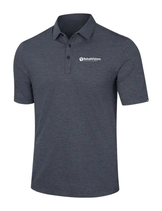 TravisMathew Dark Grey Slate Heather Sunnyvale Polo w/RV Physical Therapy Logo
