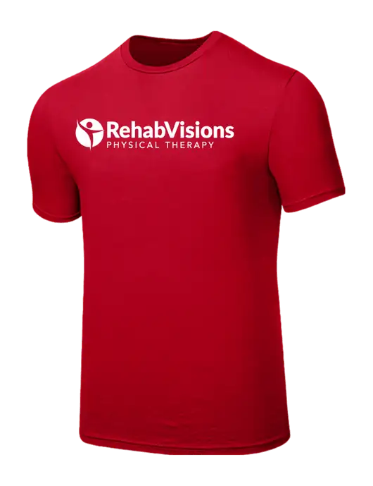 Seriously Soft Red T-Shirt w/RV Physical Therapy Logo