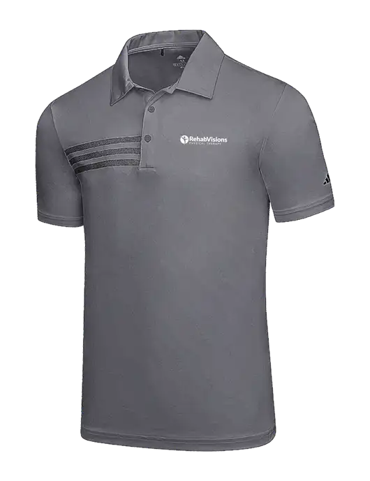 Adidas Medium Grey 3 Stripes Chest Polo w/RV Physical Therapy Logo