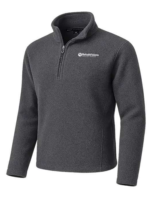 Dark Grey Fleece 1/4-Zip Pullover w/RV Physical Therapy Logo