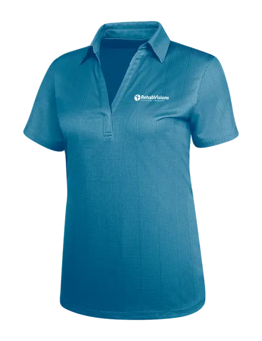 Carolina Blue Womens Performance Fine Jacquard Polo w/RV Physical Therapy Logo