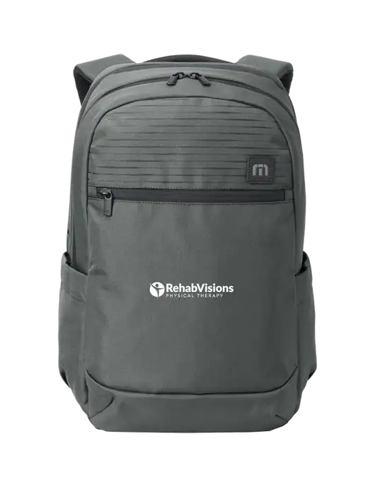 TravisMathew Dark Medium Grey Approach Backpack w/RV Physical Therapy Logo