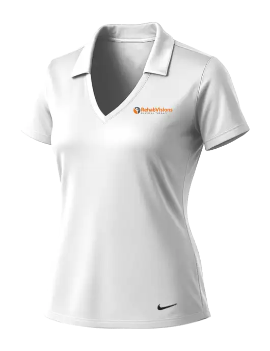 NIKE White Womens Dri-Fit Vertical Mesh Polo w/RV Physical Therapy Logo