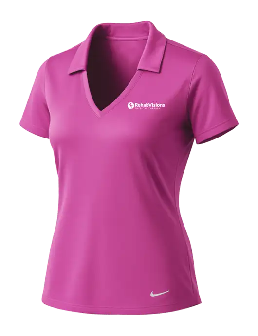 NIKE Pink Fire Womens Dri-Fit Vertical Mesh Polo w/RV Physical Therapy Logo