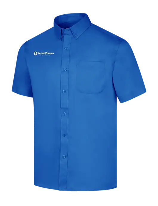 Short Sleeve Royal Blue Superpro React Twill Shirt w/RV Physical Therapy Logo