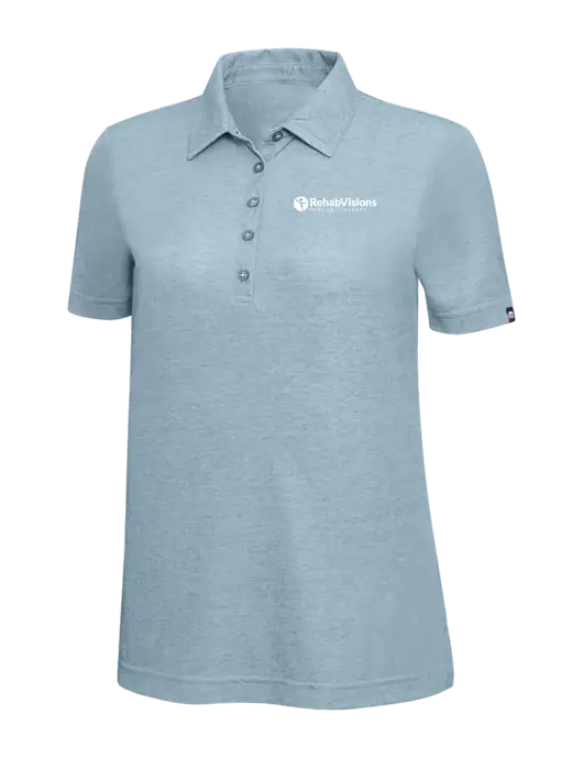 TravisMathew Light Blue Heather Womens  Oceanside Polo w/RV Physical Therapy Logo