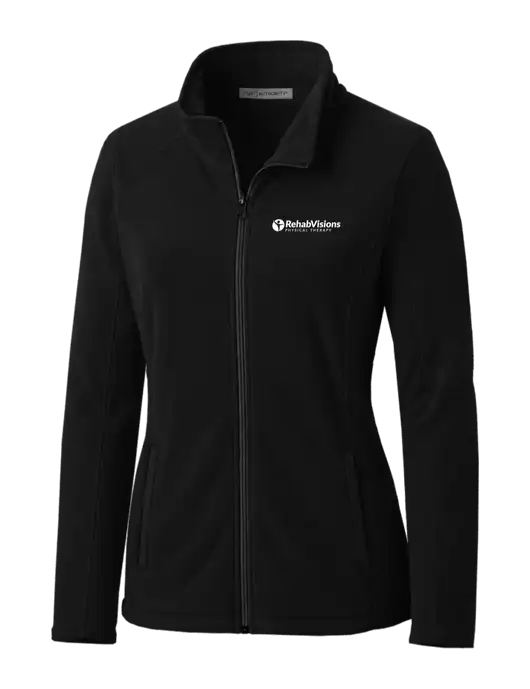 Black Womens Microfleece Jacket w/RV Physical Therapy Logo