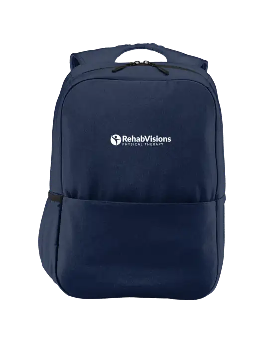 Access Square Laptop River Blue Navy Backpack w/RV Physical Therapy Logo