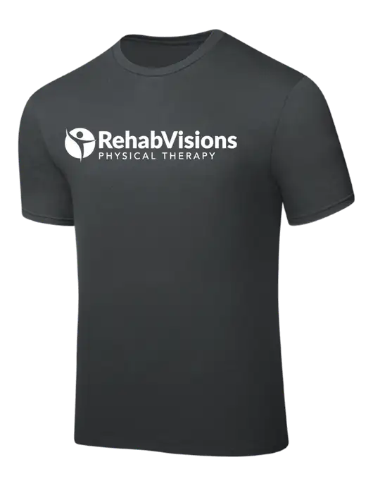 Dark Grey PosiCharge Competitor Tee w/RV Physical Therapy Logo