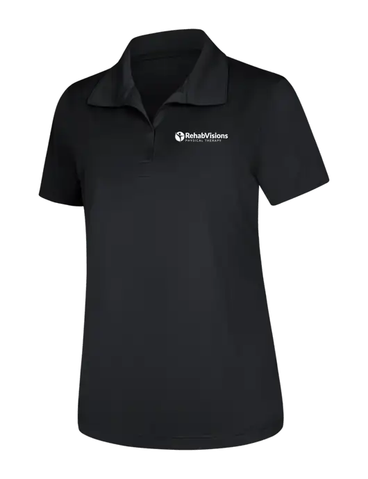 Womens Black Micropique Sport-Wick Polo w/RV Physical Therapy Logo