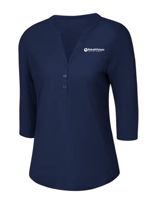 OGIO Navy Jewel Henley w/RV Physical Therapy Logo