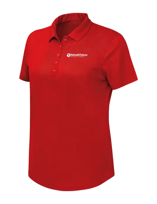 Callaway Womens Birdseye Red Polo w/RV Physical Therapy Logo