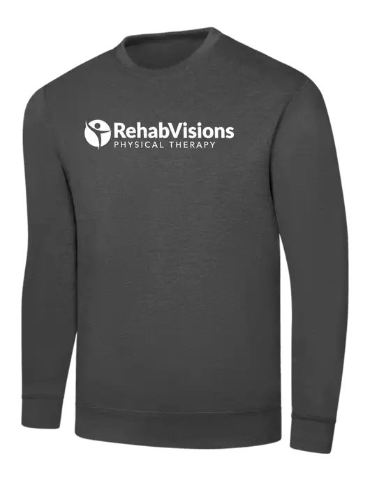 Charcoal 7.8 oz Ring Spun Crew Sweatshirt w/RV Physical Therapy Logo