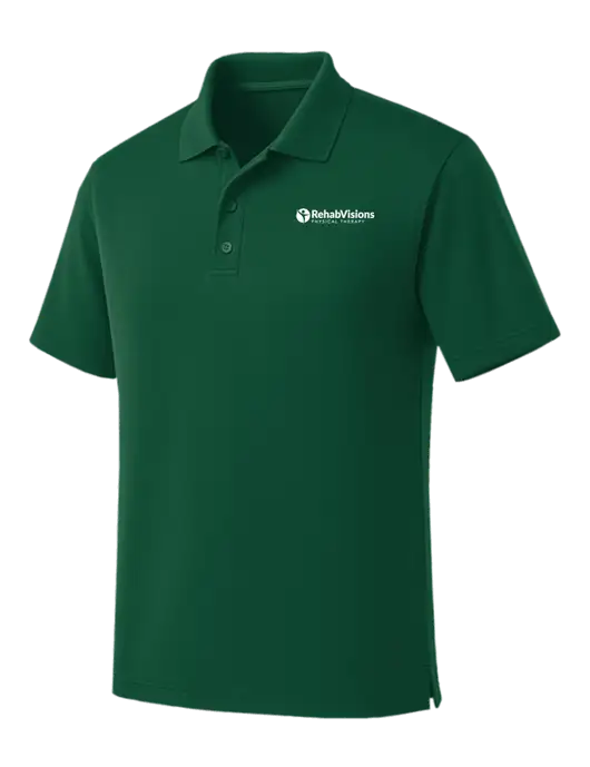 Dark Green Dry Zone UV Micro Mesh Polo w/RV Physical Therapy Logo