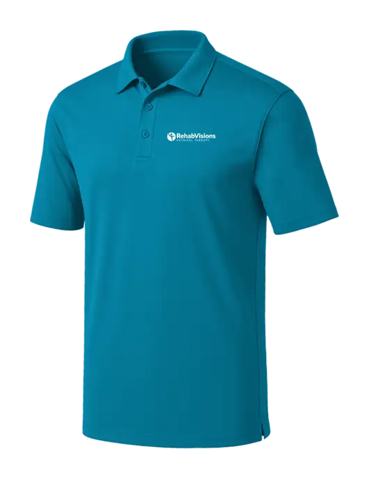Sapphire Blue Silk Touch Performance Polo w/RV Physical Therapy Logo