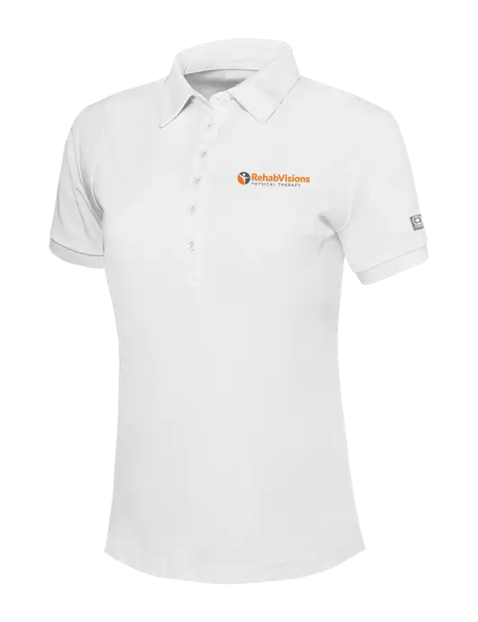 OGIO Womens Bright White Jewel Polo w/RV Physical Therapy Logo