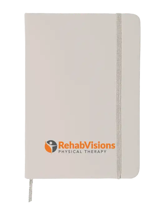 White Comfort Touch Bound Journal 5" X 7" w/RV Physical Therapy Logo