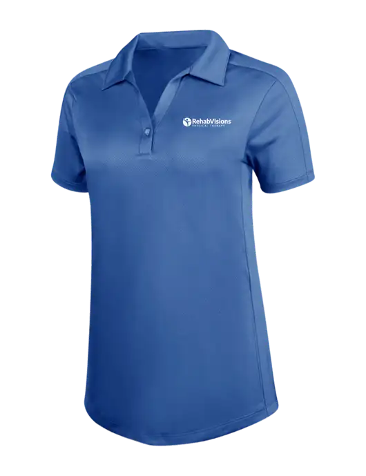 Womens Dark Royal Blue Diamond Jacquard Polo w/RV Physical Therapy Logo