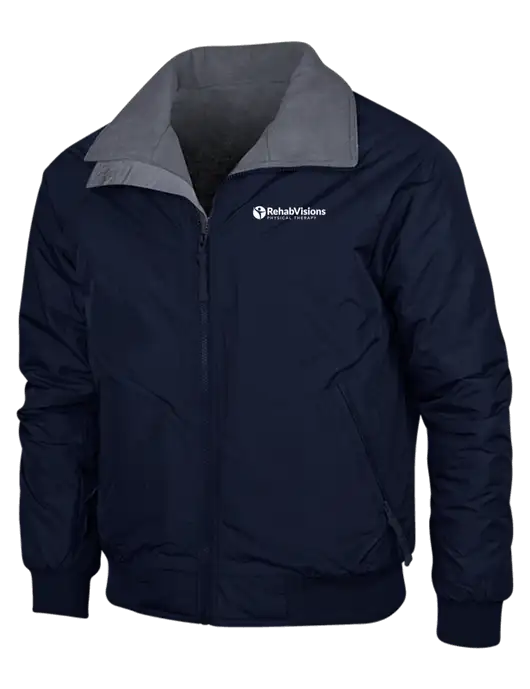 Navy/Heather Grey Classic Challenger Jacket w/RV Physical Therapy Logo