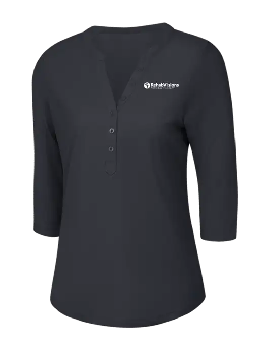 OGIO Charcoal Grey Jewel Henley w/RV Physical Therapy Logo