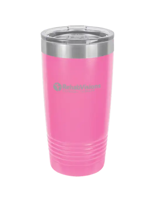 Polar Camel 20 oz Powder Coated Pink Vacuum Insulated Tumbler w/RV Physical Therapy Logo