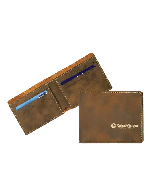 Rustic Leatherette Bifold Wallet w/RV Physical Therapy Logo
