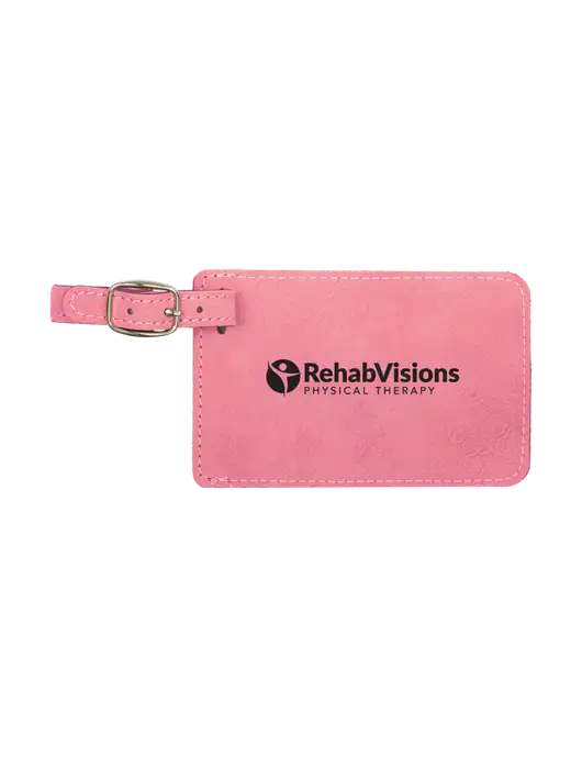 Pink Leatherette Luggage Tag w/RV Physical Therapy Logo