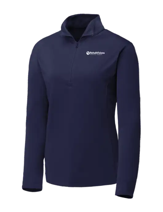 Navy Womens Posicharge Competitor ¼ Zip Pullover w/RV Physical Therapy Logo