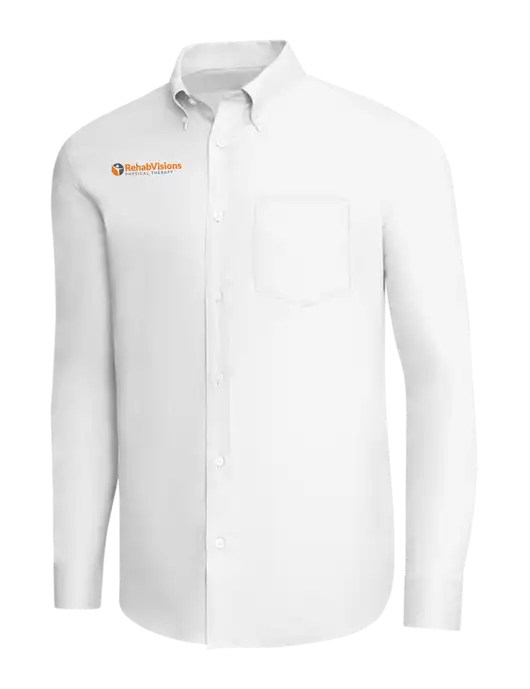 Brooks Brothers White Wrinkle-Free Stretch Pinpoint Shirt w/RV Physical Therapy Logo