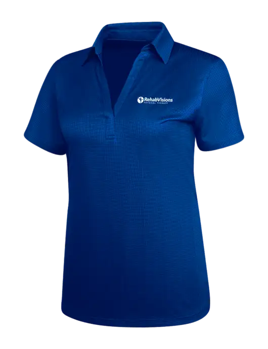 Dark Royal Blue Womens Performance Fine Jacquard Polo w/RV Physical Therapy Logo