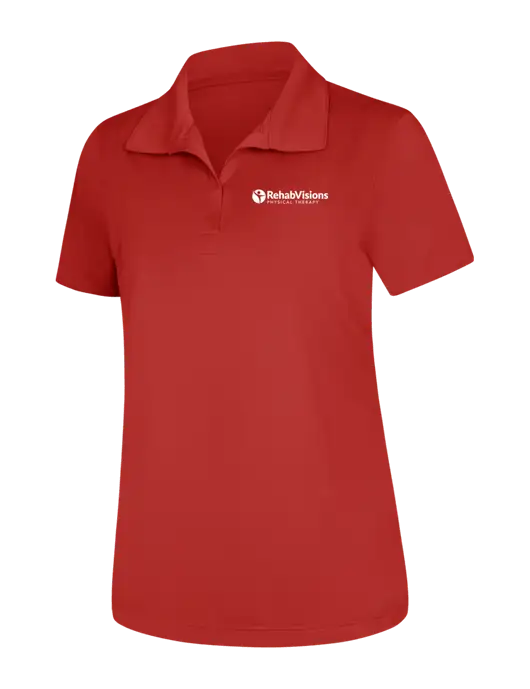 Womens Red Micropique Sport-Wick Polo w/RV Physical Therapy Logo