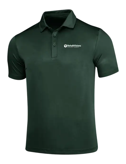 Forest Green Posi-UV Pro Polo w/RV Physical Therapy Logo