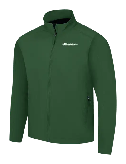 Dark Green Core Soft Shell Jacket w/RV Physical Therapy Logo