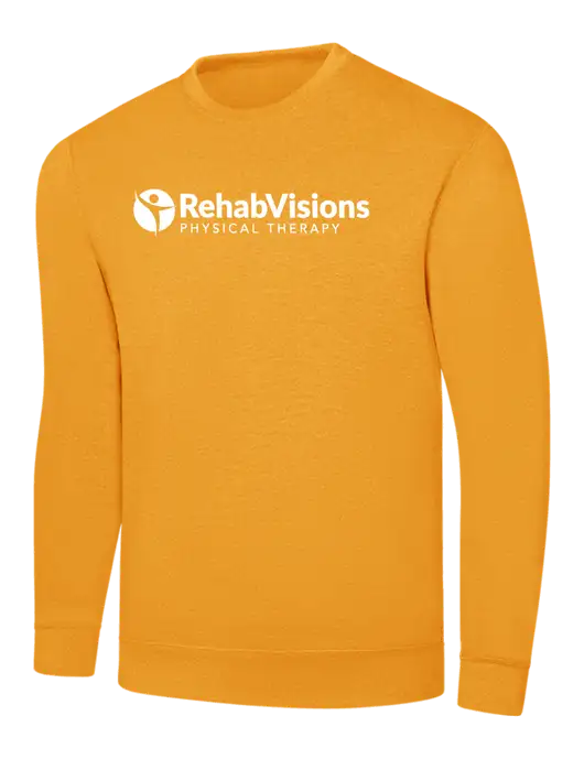 Gold 7.8 oz Ring Spun Crew Sweatshirt
 w/RV Physical Therapy Logo