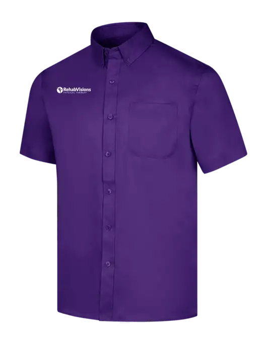 Short Sleeve Purple Superpro React Twill Shirt w/RV Physical Therapy Logo