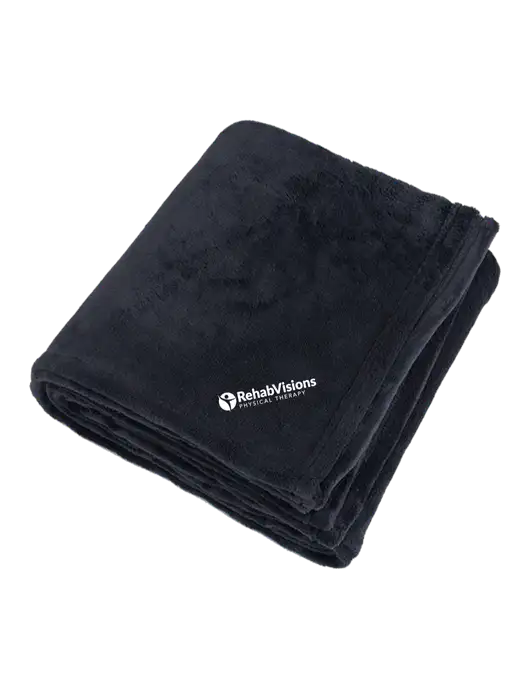 Oversized Deep Black Ultra Plush Blanket w/RV Physical Therapy Logo
