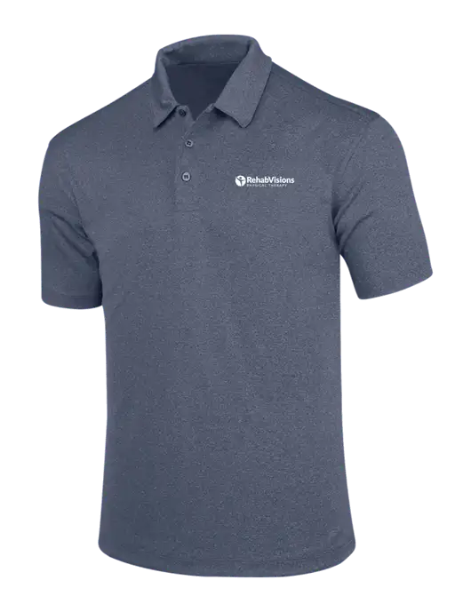 True Navy Trace Heather Polo w/RV Physical Therapy Logo