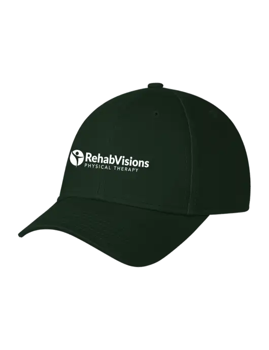 Dark Green Structured Cap Hook & Loop w/RV Physical Therapy Logo