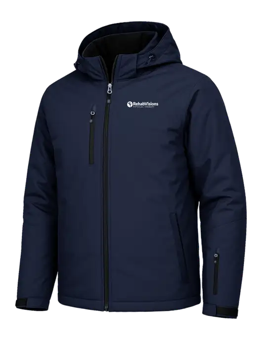 Cold Weather Vortex Light Navy/ Dark Navy Waterproof 3-in-1 Jacket with Detachable Hood w/RV Physical Therapy Logo, RV Physical Therapy Logo