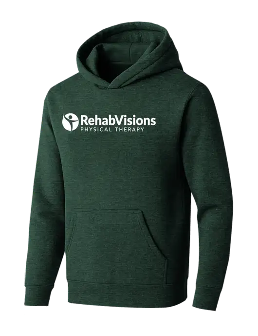BELLA+CANVAS Heather Forest Sponge Fleece Pullover Hoodie w/RV Physical Therapy Logo