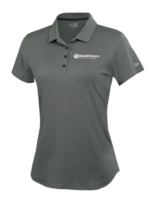 New Era Womens Power Dark Grey Heather Polo w/RV Physical Therapy Logo