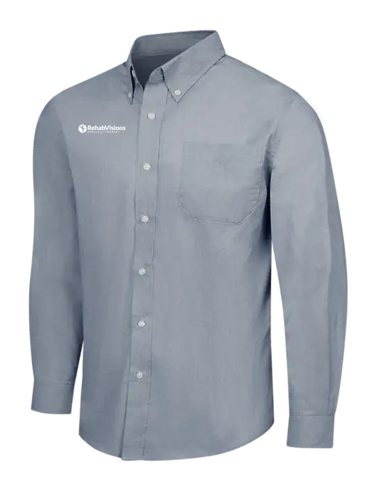 Navy Frost Crosshatch Easy Care Shirt w/RV Physical Therapy Logo
