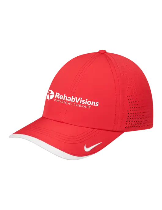 Nike Red/White Dri-FIT Perforated Performance Cap w/RV Physical Therapy Logo