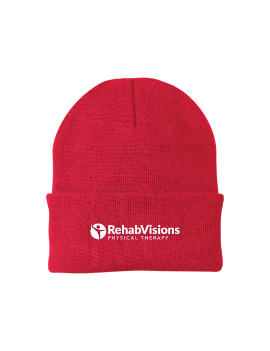 Red Knit Cap w/RV Physical Therapy Logo