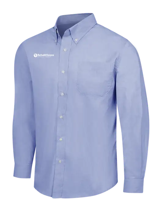 Light Slate Blue Crosshatch Easy Care Shirt w/RV Physical Therapy Logo