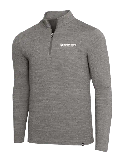 TravisMathew Medium Grey Heather Crestview 1/4 Zip w/RV Physical Therapy Logo