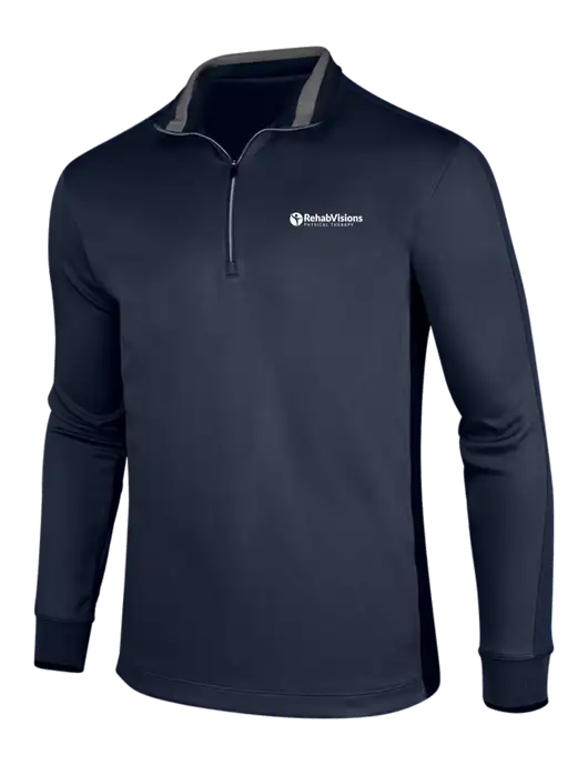 NIKE Midnight Navy Heather/Midnight Navy Dry-Fit 1/2 Zip Cover-Up w/RV Physical Therapy Logo